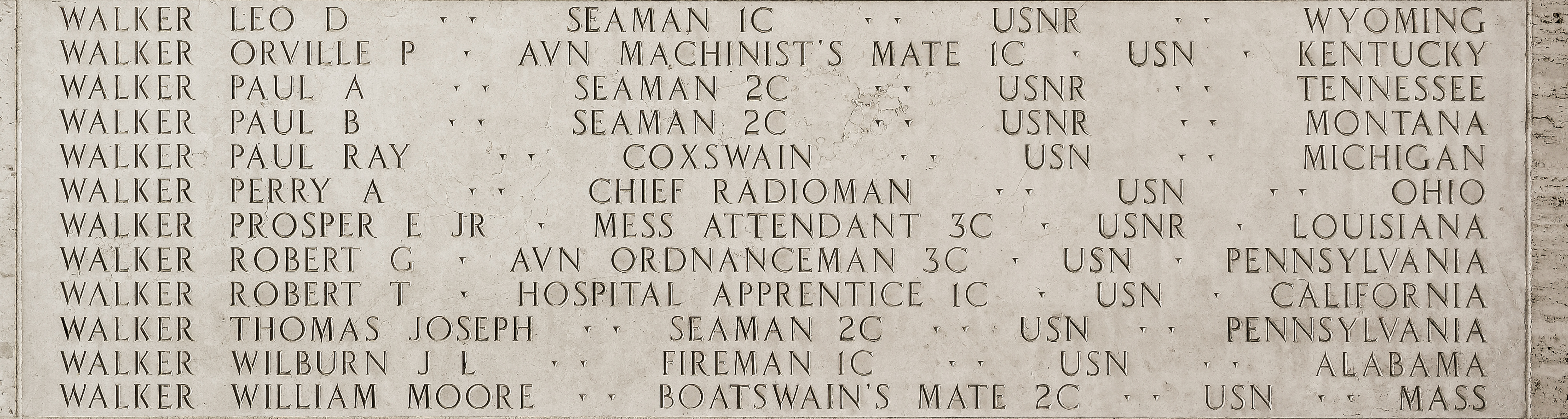 William Moore Walker, Boatswain's Mate Second Class